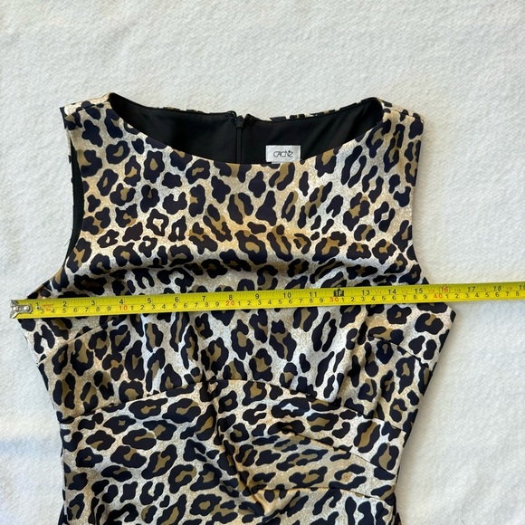 Vintage Cache Dress Leopard / Cheetah Print Sleeveless Knee Length Size 8 - Picture 7 of 10